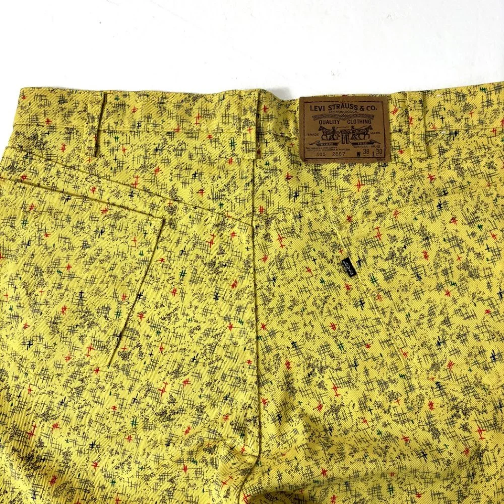 * Rare Vintage 505 Black Label Yellow mod print Jeans 38
